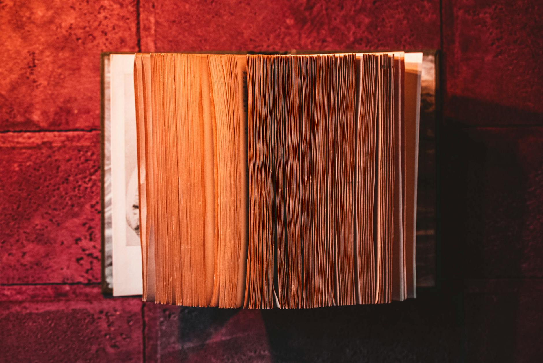 book on red surface